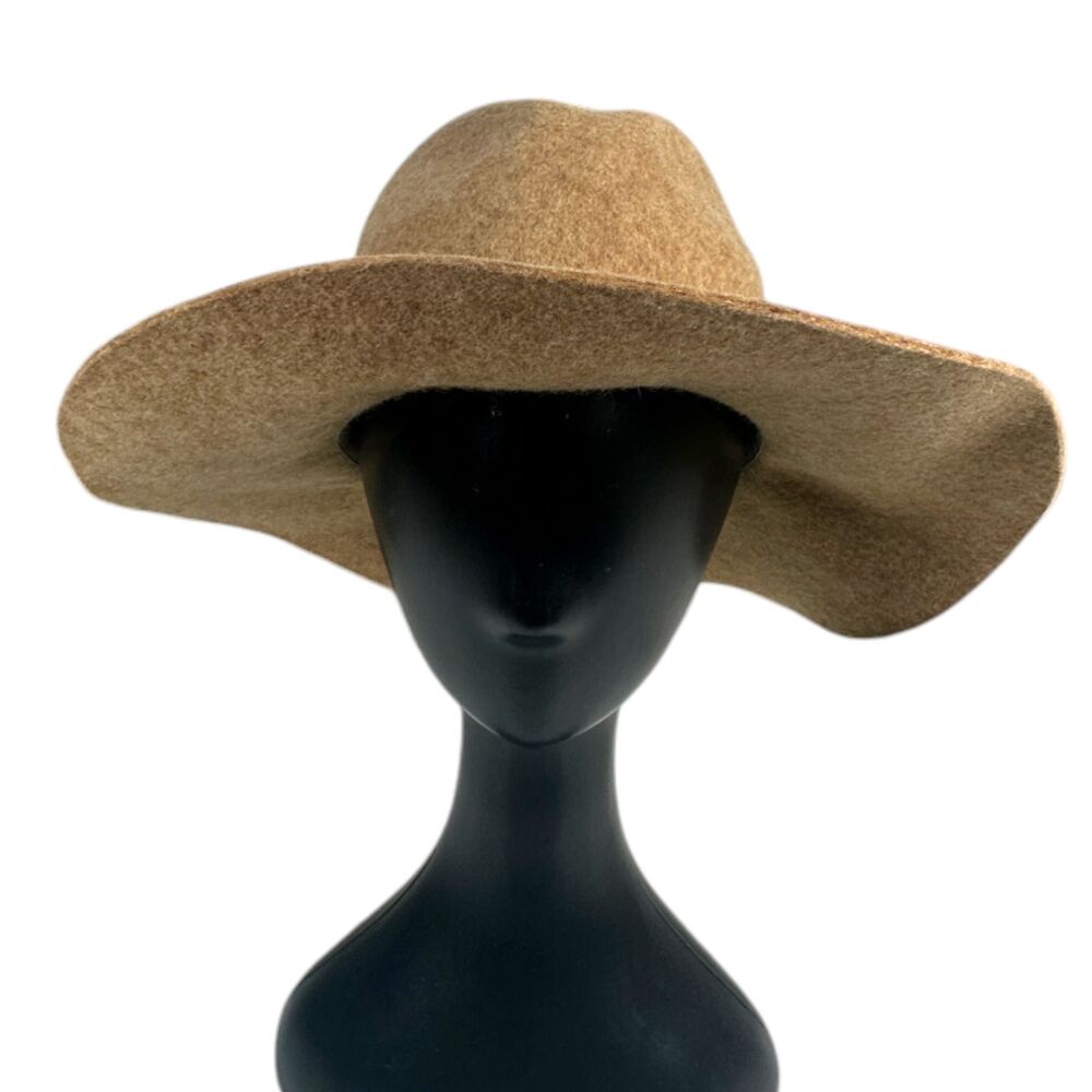 Banana Republic Felt Fedora Taupe Heather Wide Brim Sun Hat S/M NEW with Tags - Picture 2 of 8
